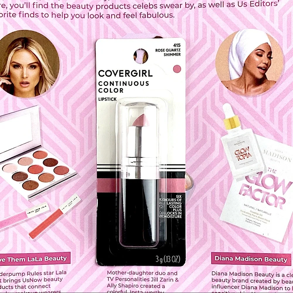 NWT Covergirl Lipstick Continuous Color Pink Lipstick 415 Rose Quartz Shimmer